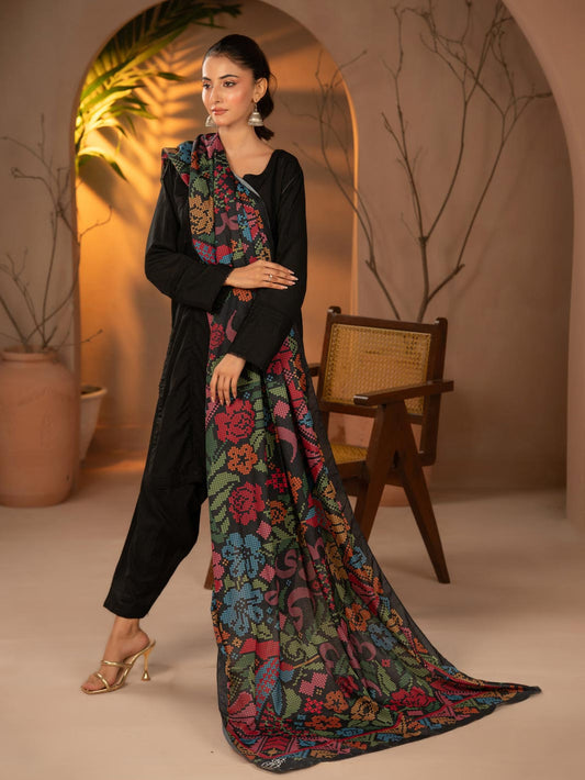 Kashida Kaari Odhni Dupatta (Black)