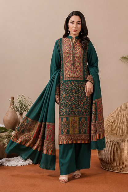 3PC Pashmina Kaani Unstitched Suit