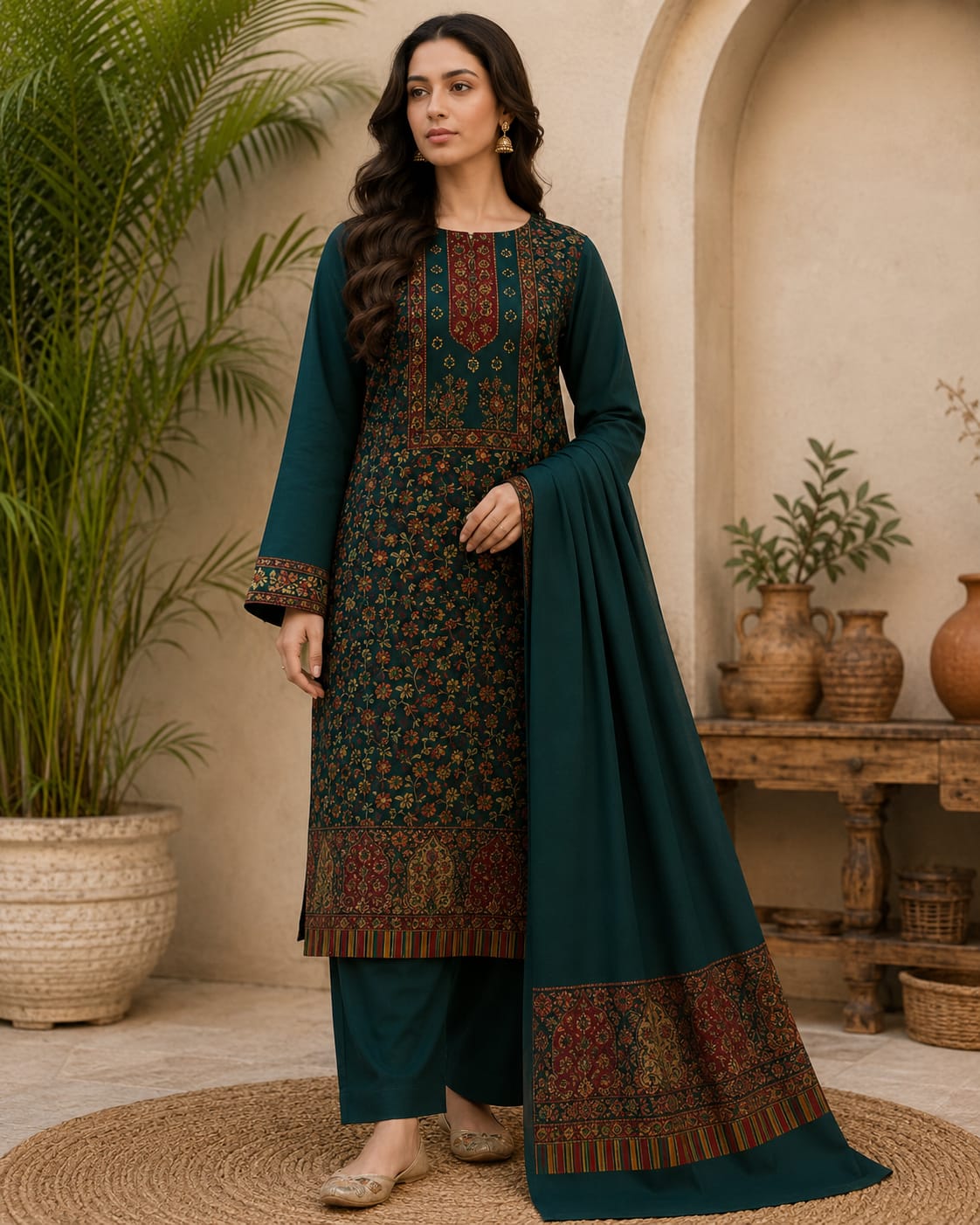 3PC Pashmina Kaani Unstitched Suit