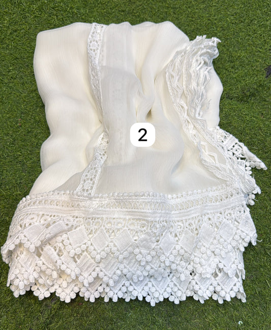 Pure Chiffion Dupatta (white)
