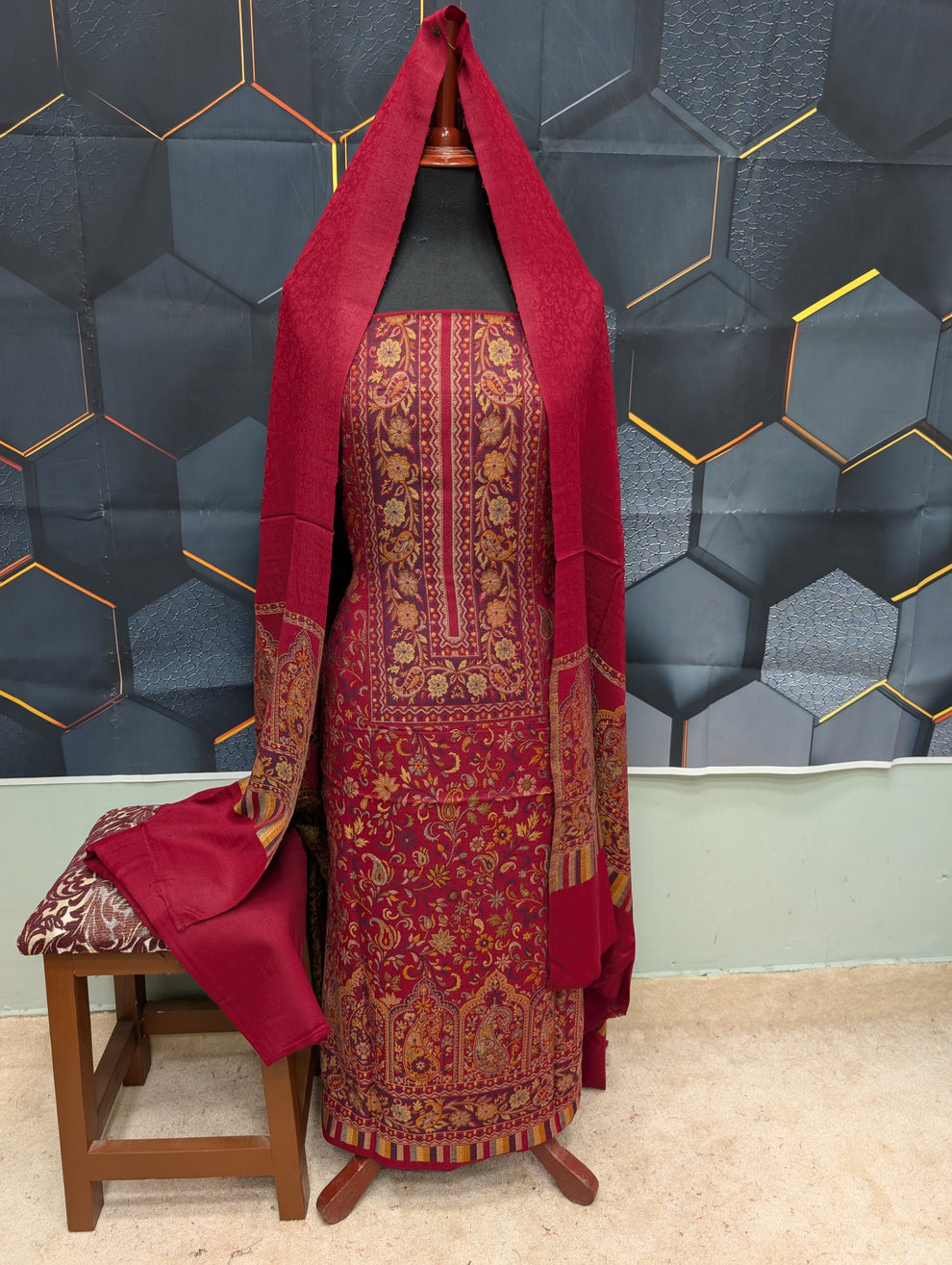 3PC Pashmina Kaani Unstitched Suit