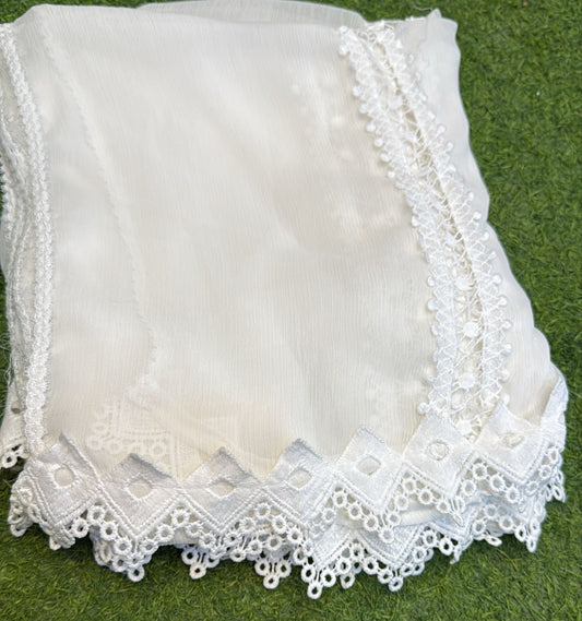 Pure Chiffion Dupatta (white)
