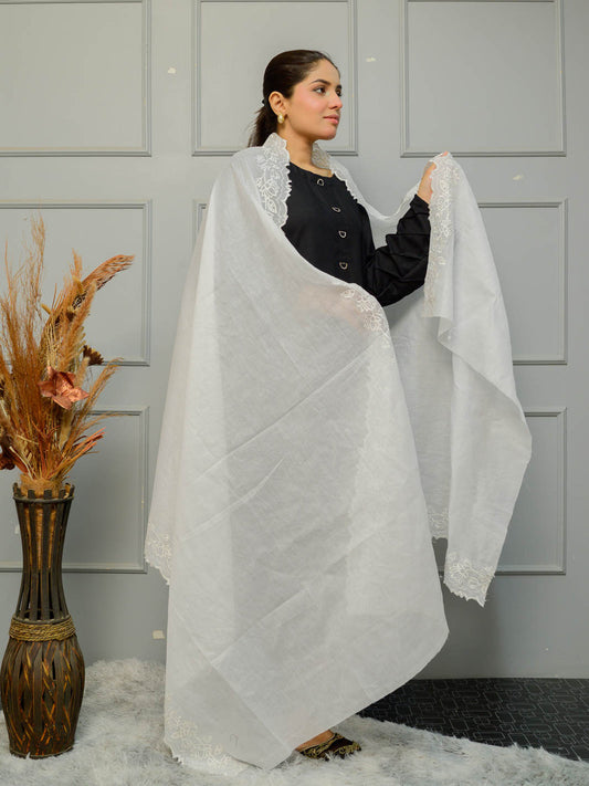 Voile Lawn Dupatta (white)