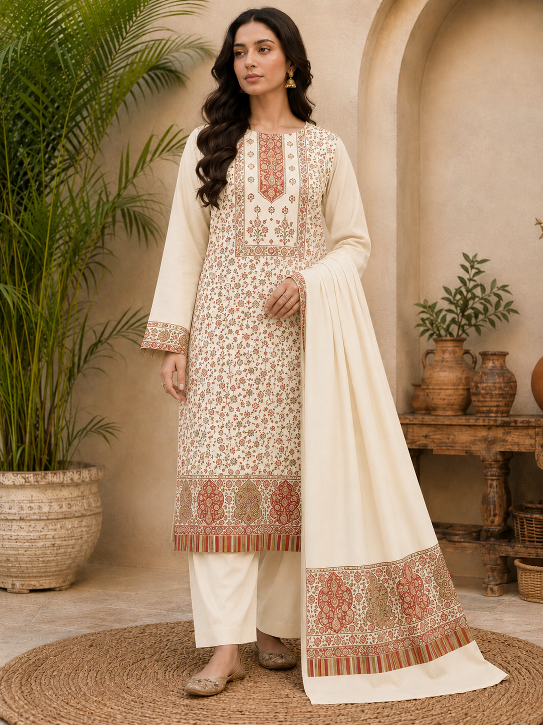 3PC Pashmina Kaani Unstitched Suit