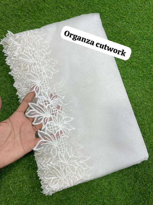 Pure Organza embroidered Dupatta (white)