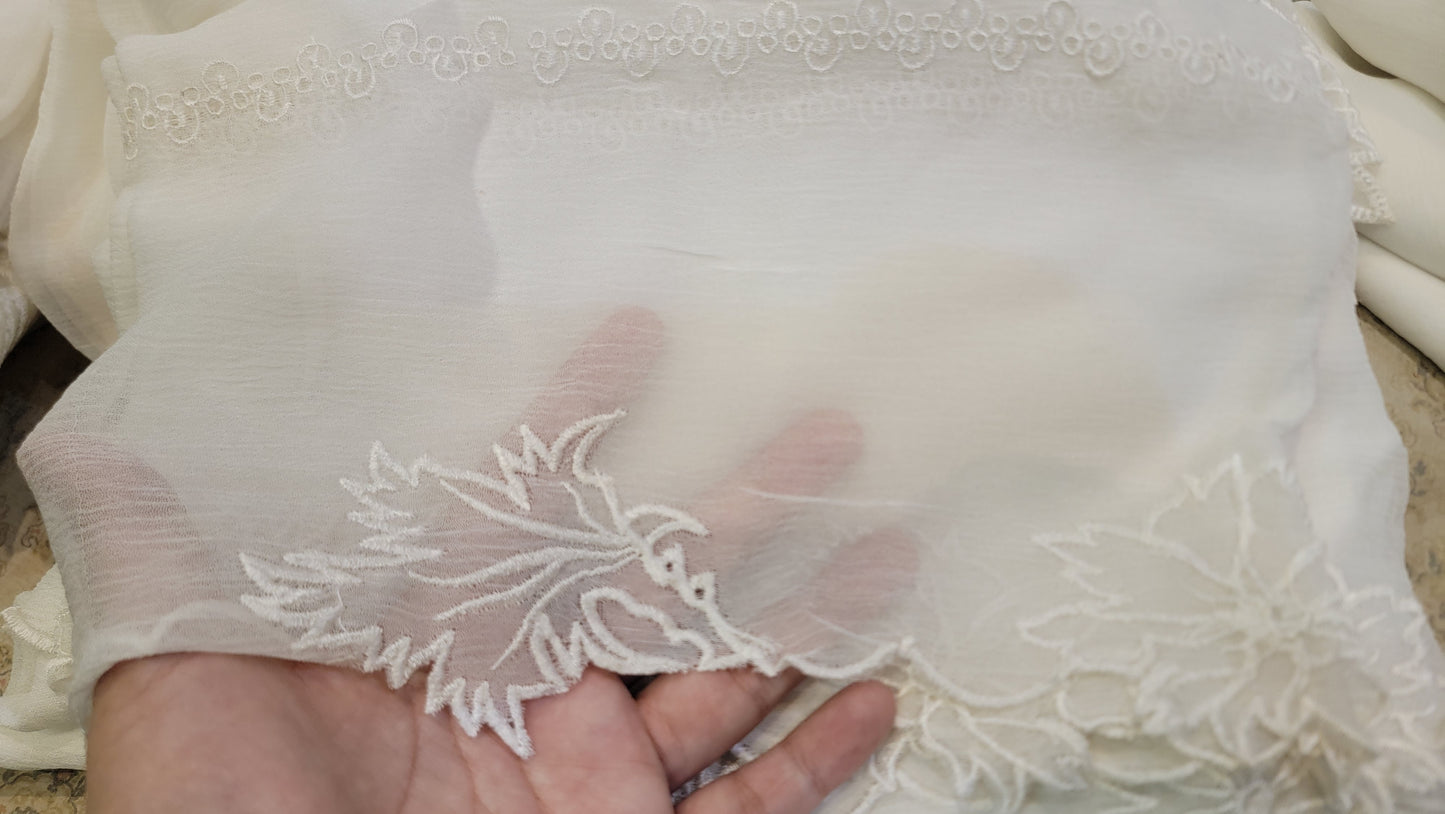 Pure Chiffion Embroidered Dupatta (white)