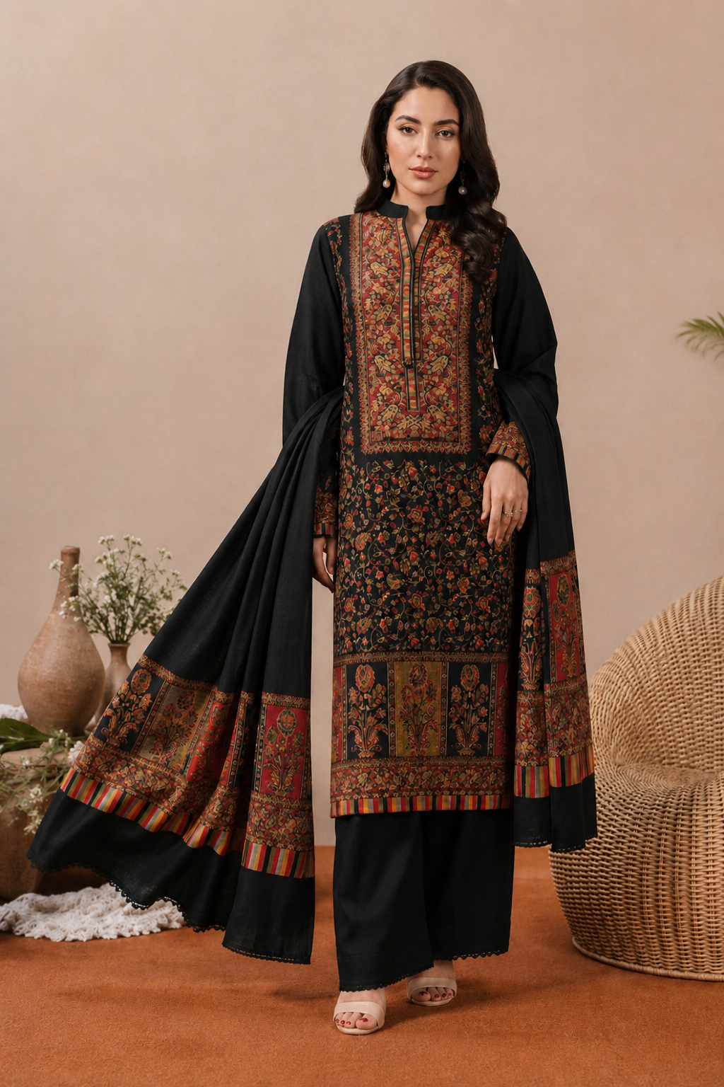 3PC Pashmina Kaani Unstitched Suit box