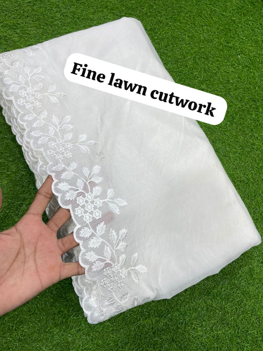 Voile Lawn Dupatta White on White Sunflower
