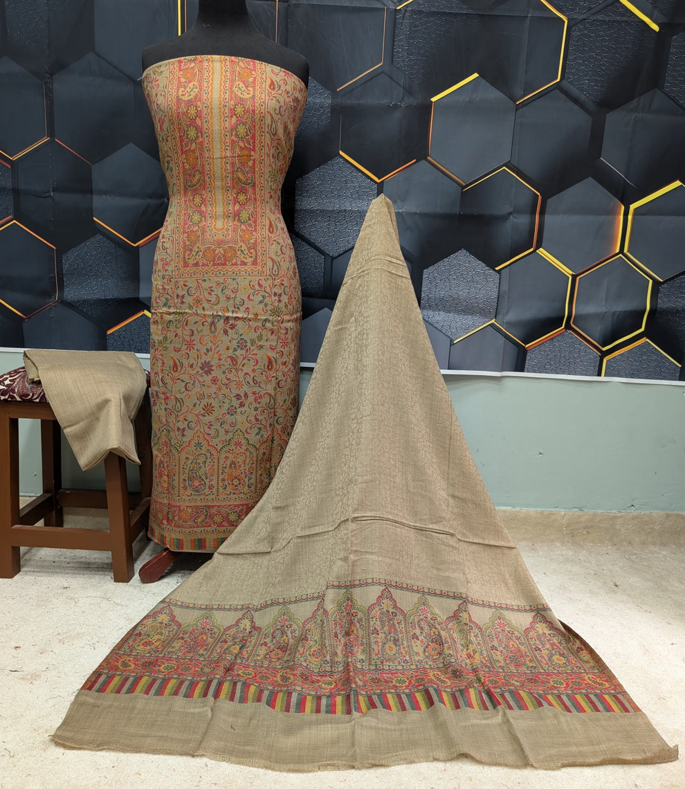 3PC Pashmina Kaani Unstitched Suit