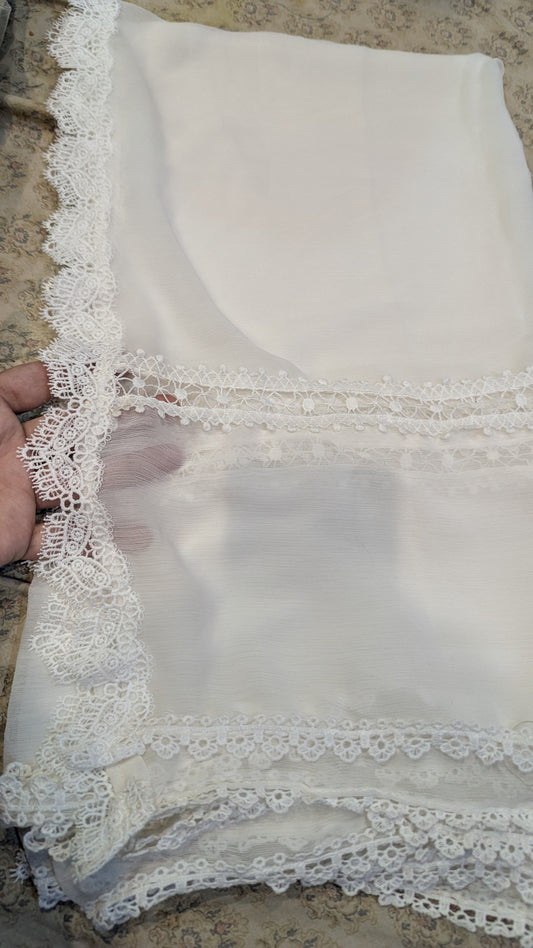 Pure Chiffion Dupatta (white)