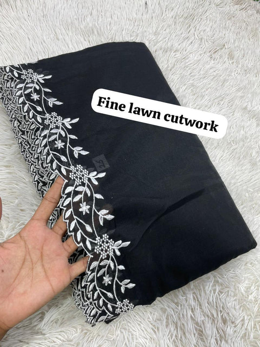 Voil Lawn Black On White Paisley