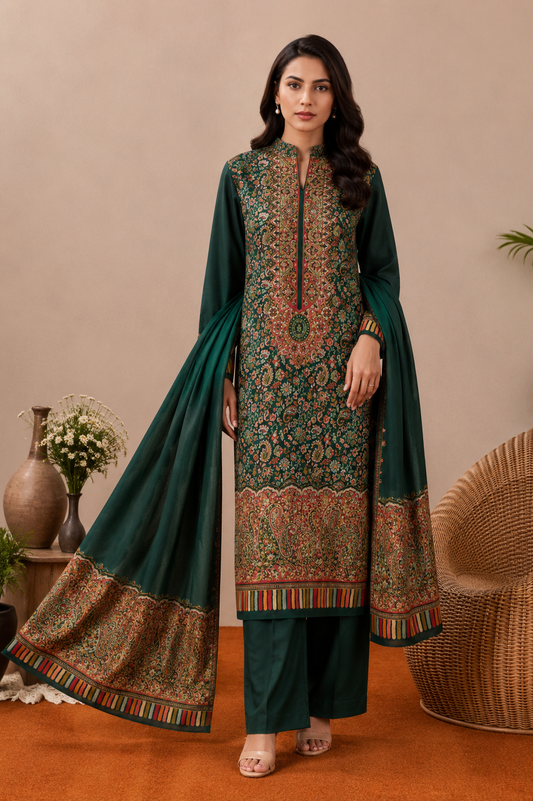 3PC Pashmina Kaani Unstitched Suit