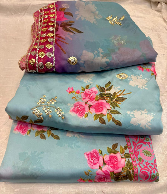 3pc Embroidered Shamose Silk