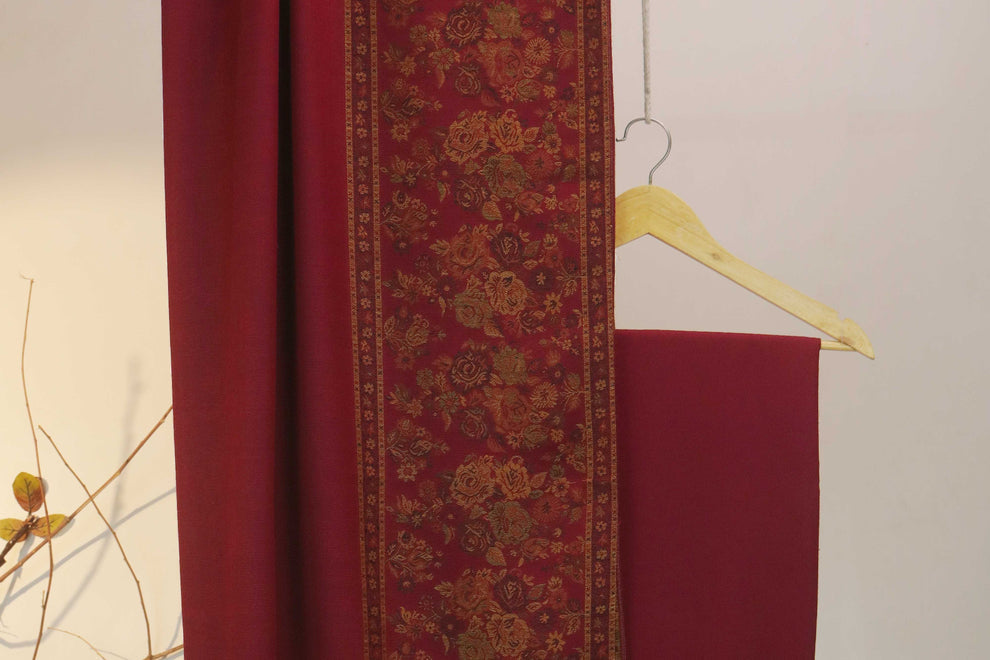 3PC Pashmina Kaani border Unstitched Suit