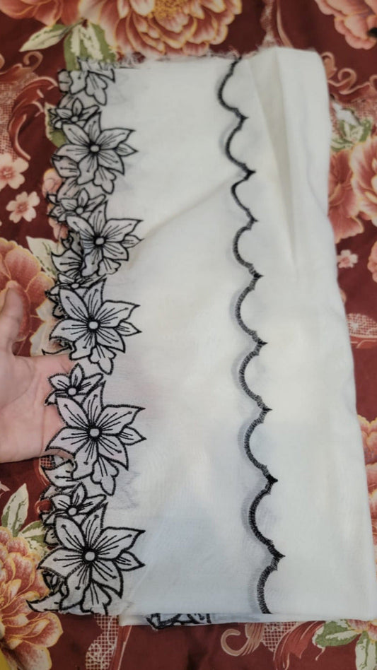 Voile Lawn Dupatta Flowers Dots