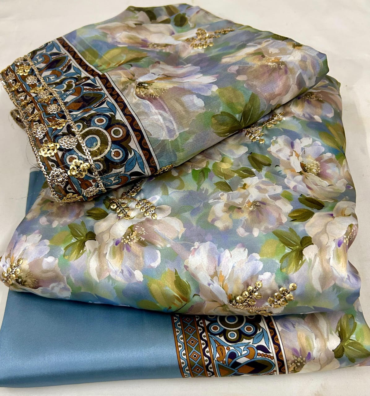 3pc Embroidered Shamose Silk