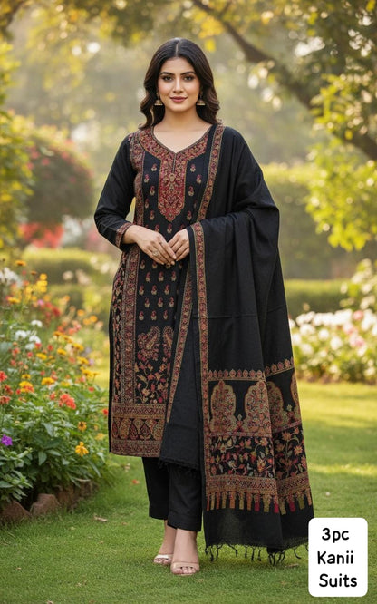 3PC Pashmina Kaani Unstitched Suit