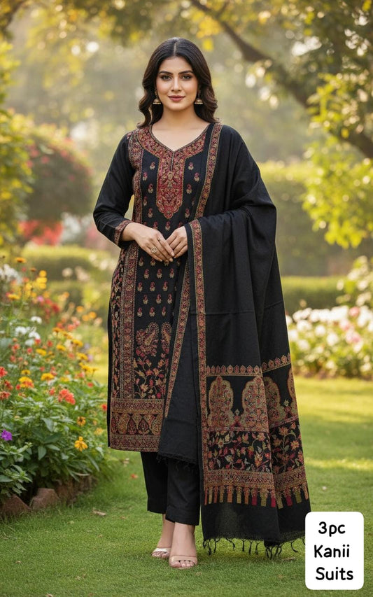 3PC Pashmina Kaani Unstitched Suit