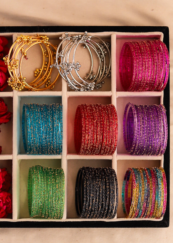 Pakistani Kashmiri Bangles Box 8 dozen churiya with 2 Kashmiri set