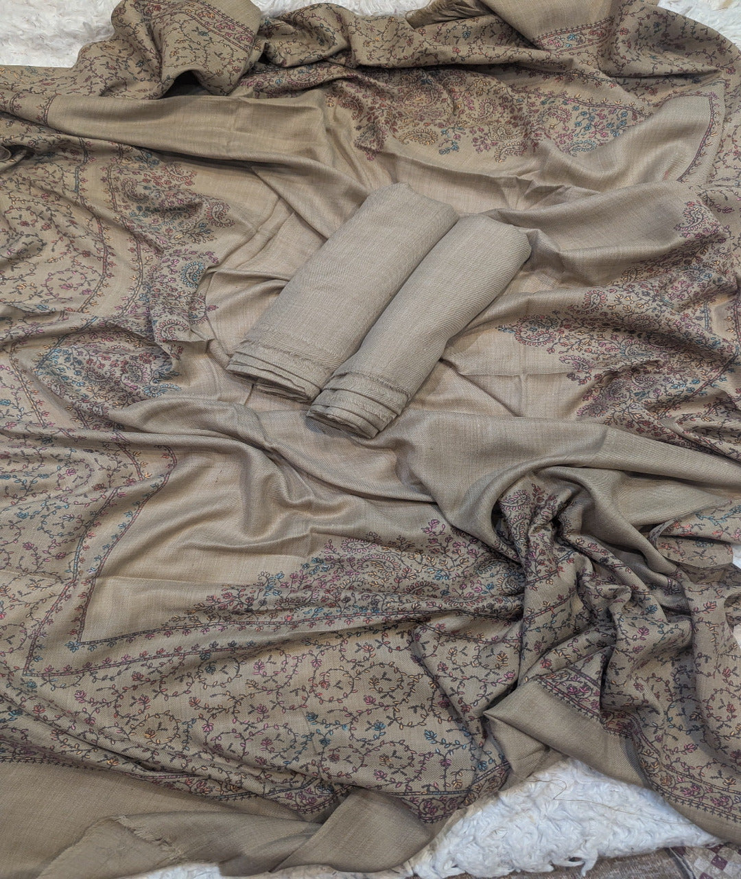 3PC Pashmina Unstitched Suit (Skin)