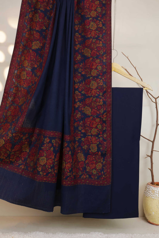 3PC Pashmina Kaani border Unstitched Suit