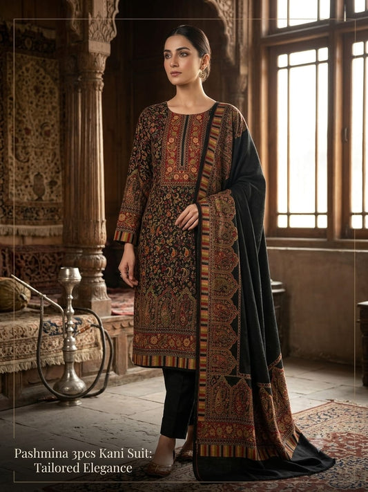 3PC Pashmina Kaani Unstitched Suit
