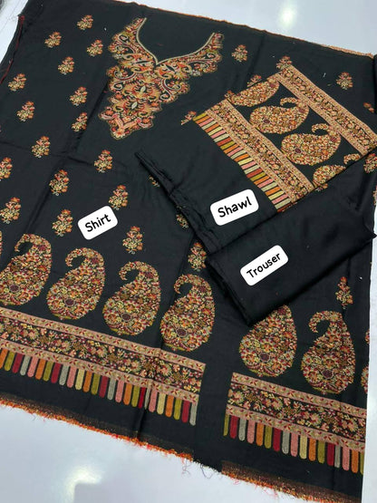 3PC Pashmina Kaani Unstitched Suit
