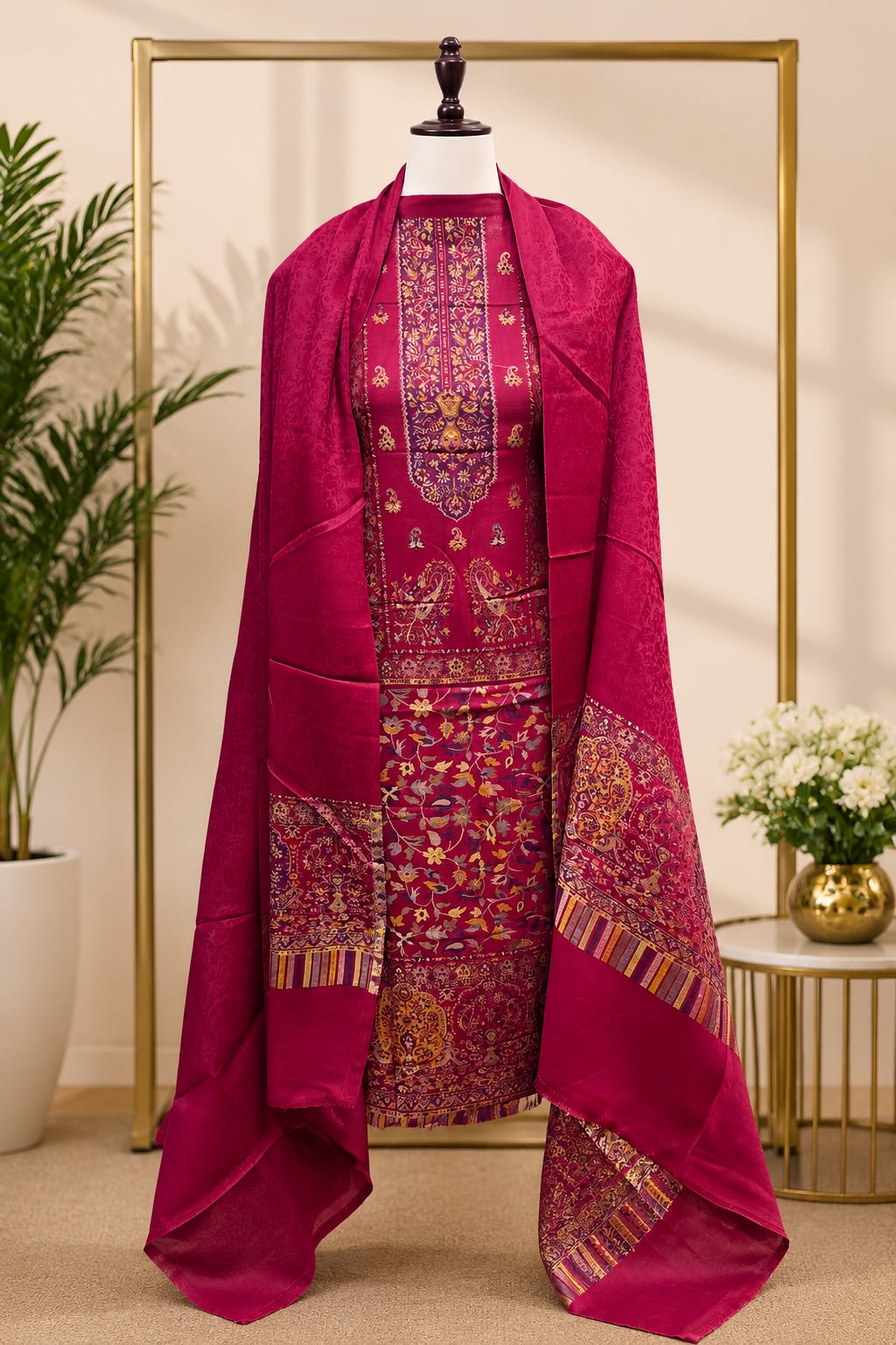 3PC Pashmina Kaani Unstitched Suit