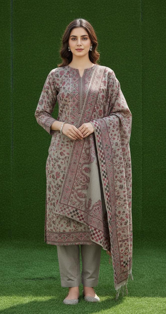 3PC Pashmina Kaani Unstitched Suit