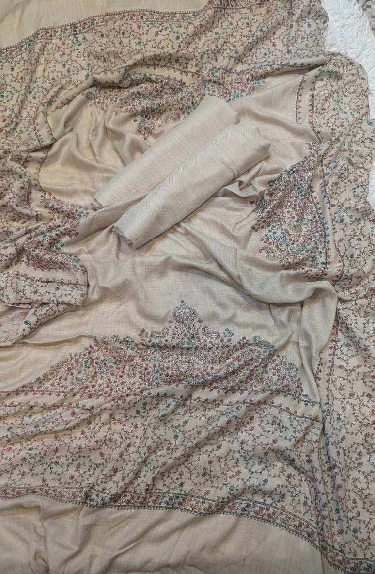 3PC Pashmina Unstitched Suit (beige)