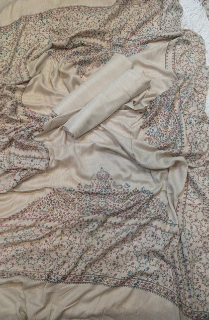 3PC Pashmina Unstitched Suit (beige)