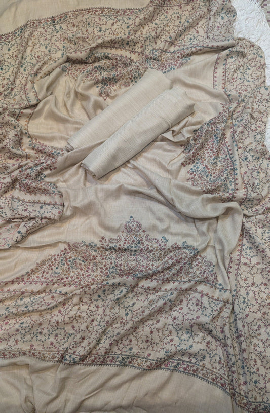 3PC Pashmina Unstitched Suit (beige)