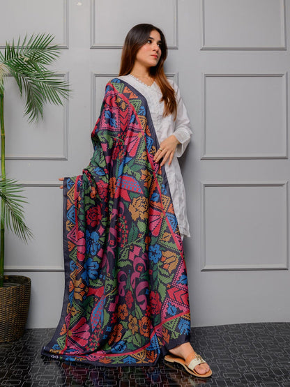 Kashida Kaari Odhni Dupatta (Black)