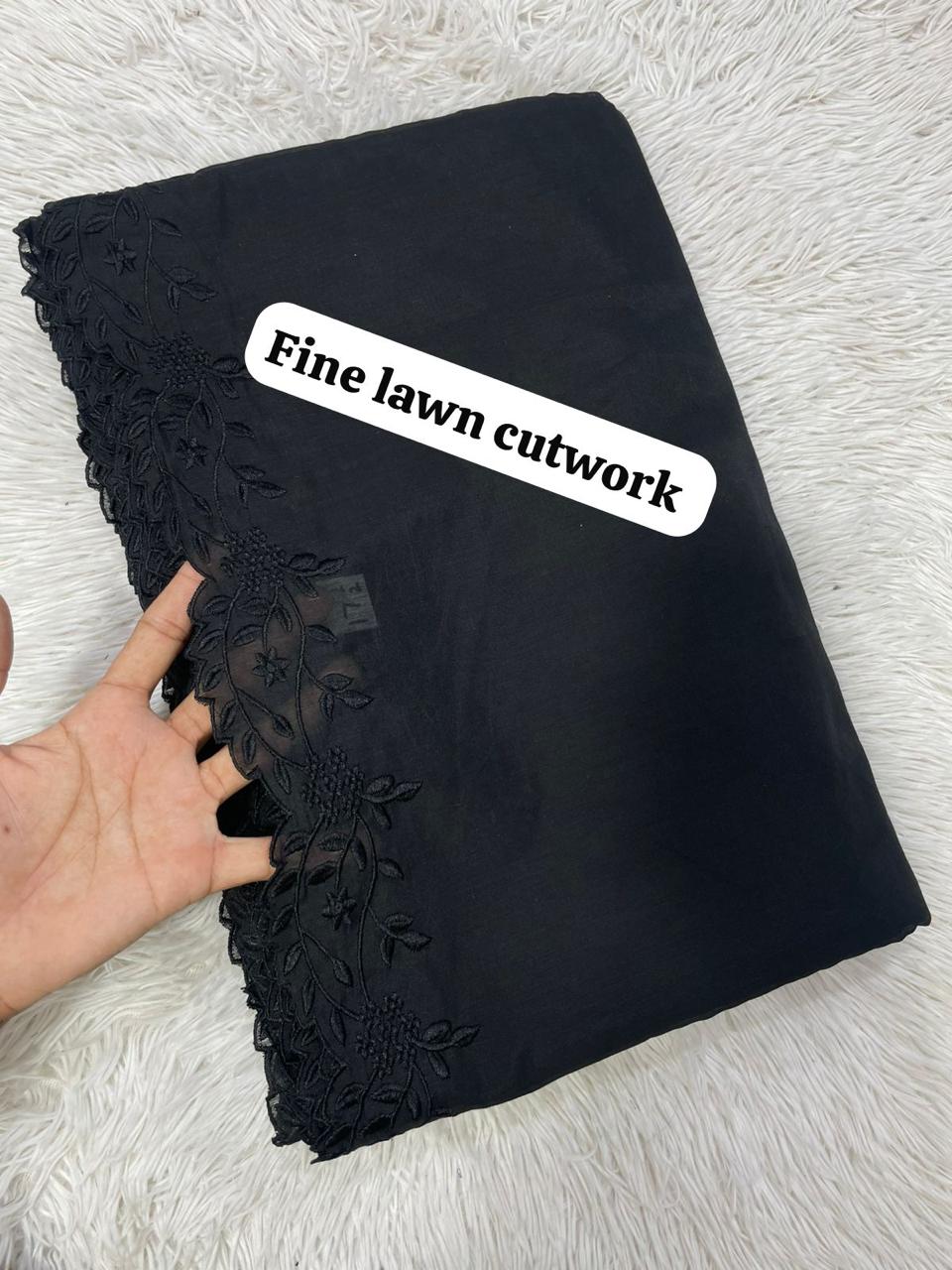 Voile Lawn Black On Black Paisley