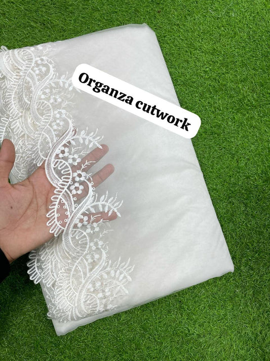 Pure Organza embroidered Dupatta (white)