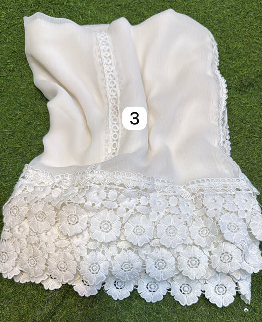 Pure Chiffion Dupatta (white)