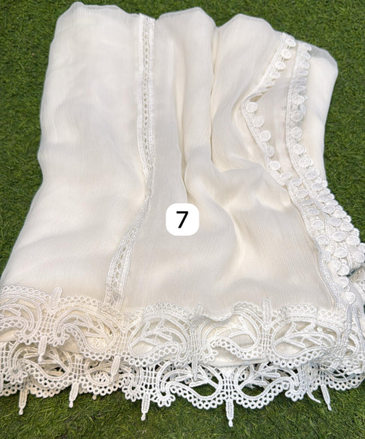 Pure Chiffion Dupatta (white)