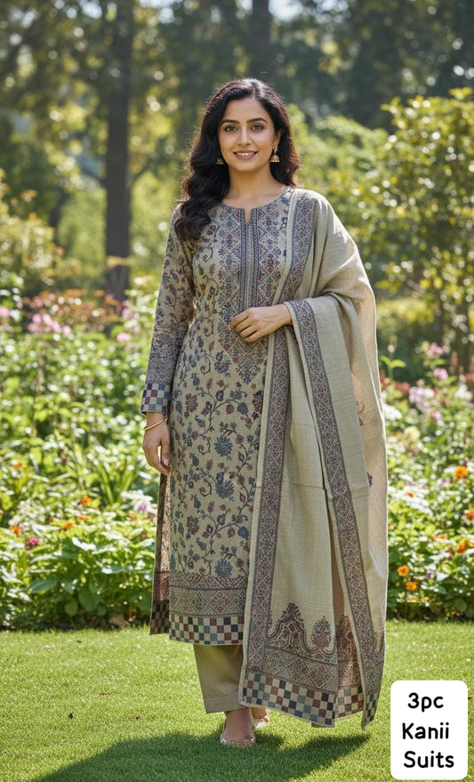 3PC Pashmina Kaani Unstitched Suit