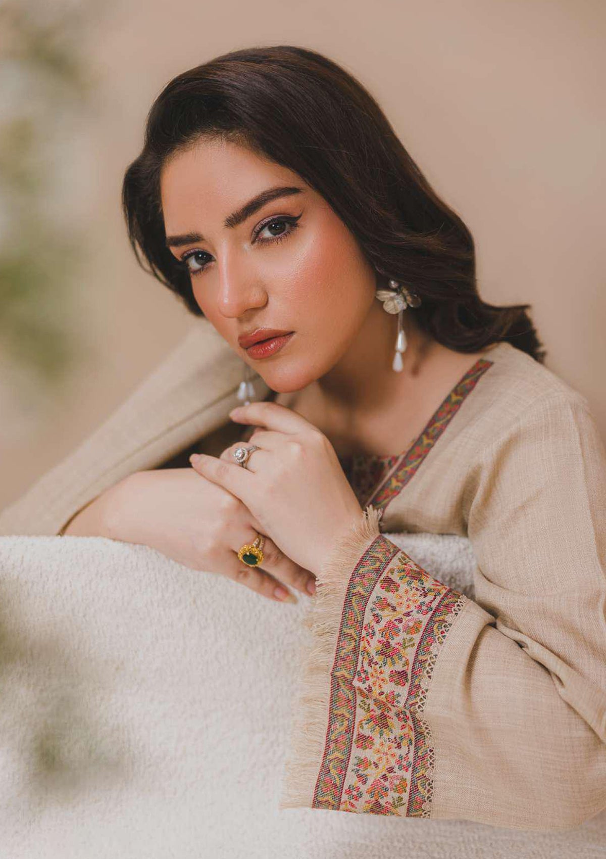 3PC Pashmina Kaani Unstitched Suit (Skin)