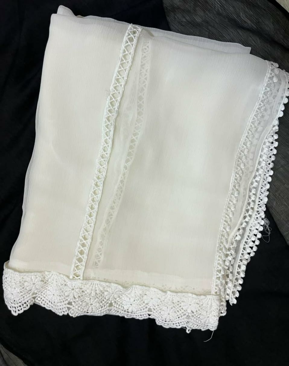 Pure Chiffion Dupatta (white)