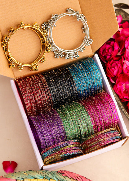 Pakistani Kashmiri Bangles Box 8 dozen churiya with 2 Kashmiri set