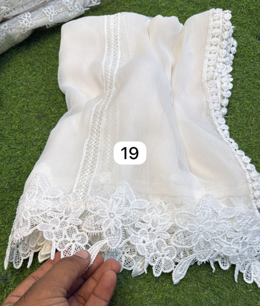 Pure Chiffion Dupatta (white)