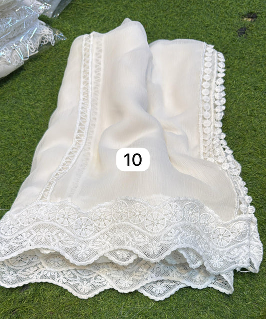 Pure Chiffion Dupatta (white)
