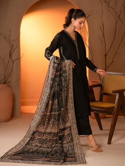 Taj Mahal odhni (Black)