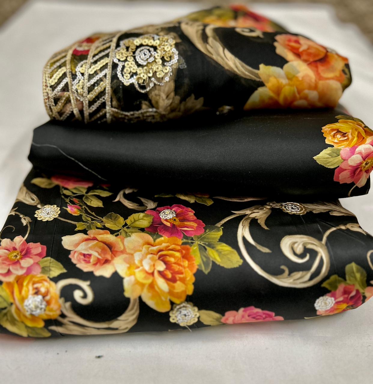 3pc Embroidered Shamose Silk