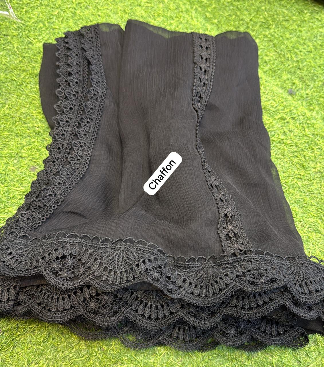 Pure Chiffon Dupatta (black)