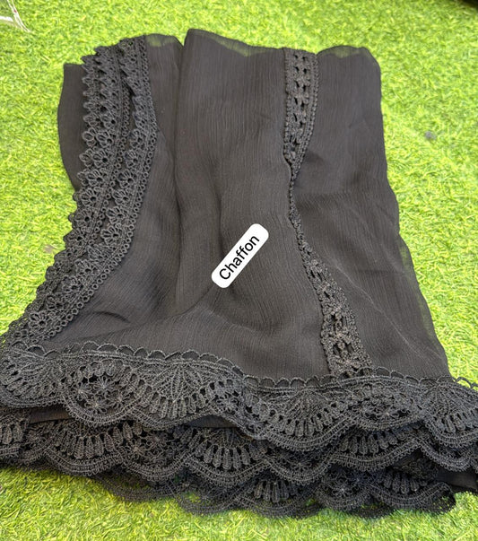 Pure Chiffon Dupatta (black)