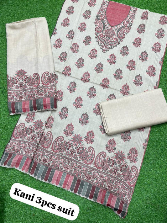 3PC Pashmina Kaani Unstitched Suit